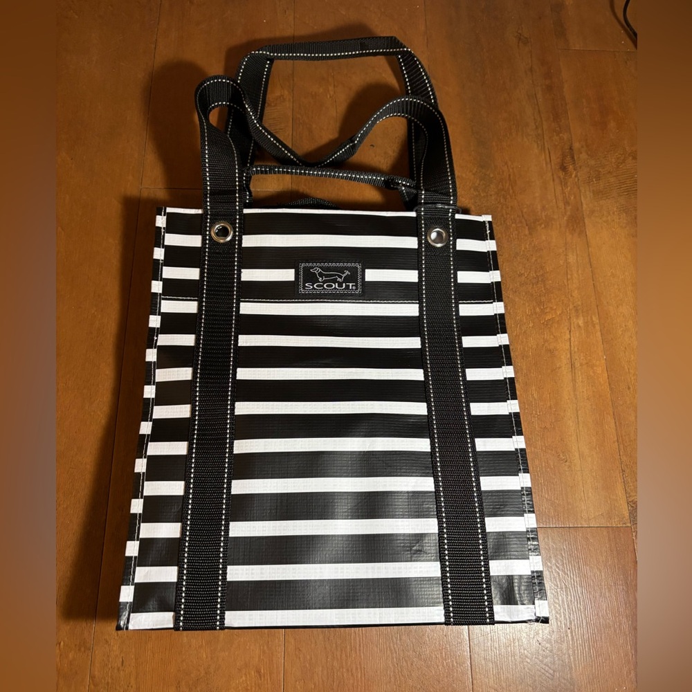 Scout Black And White Stripe Grocery Bag NWT